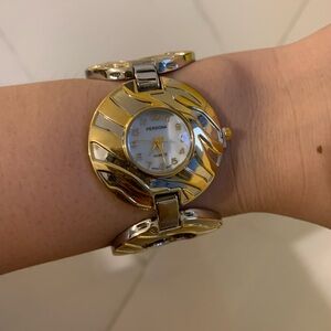 NEW Persona Silver Gold Two Tone Bracelet Watch Ladies Mother Of Pearl Face